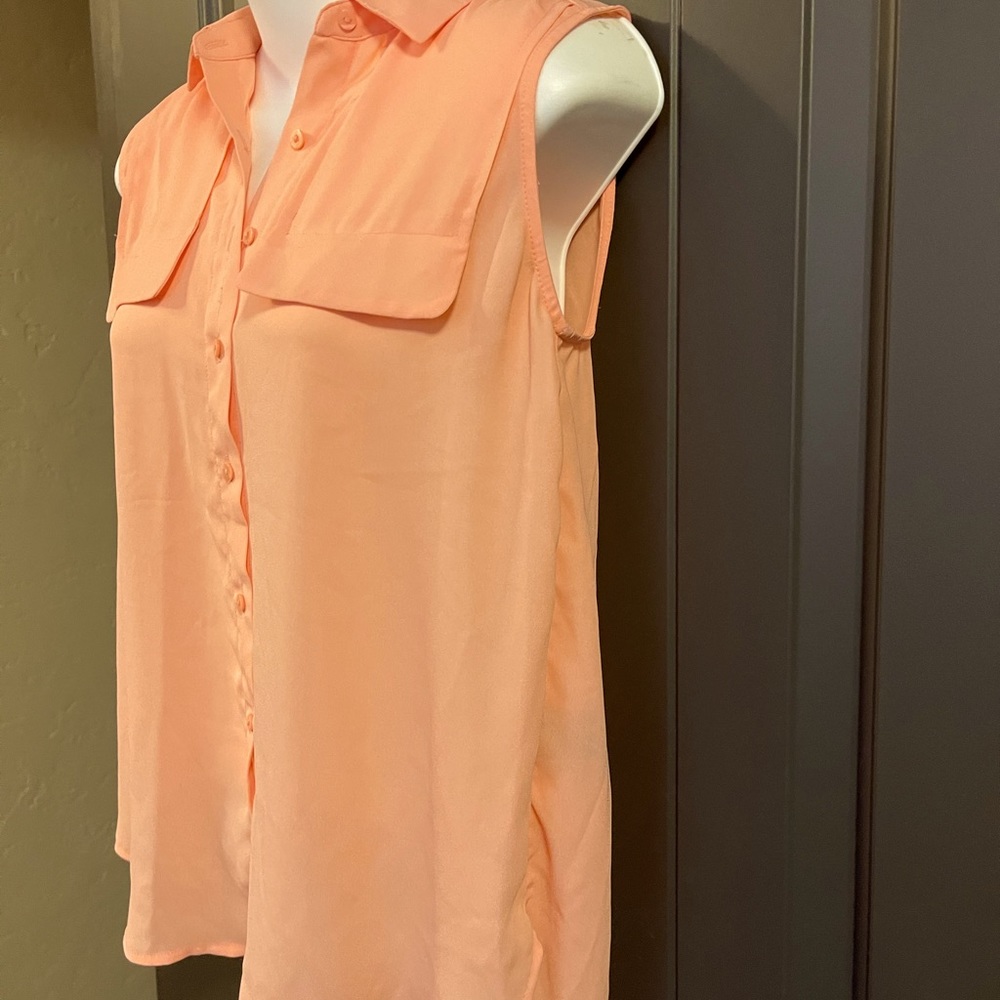 Worthington Salmon Colored Sheer Sleeveless Top xs